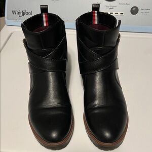 Women’s Black Ankle Boots with Buckle Detail